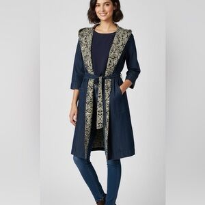 Reborn Denim Hooded Coat  with Patterned Lining